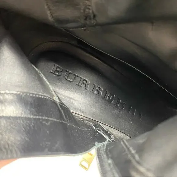 BURBERRY Brogue Leather Laser Cut Lace Up Stiletto Boots Size 40 or US 10 - Picture 13 of 13